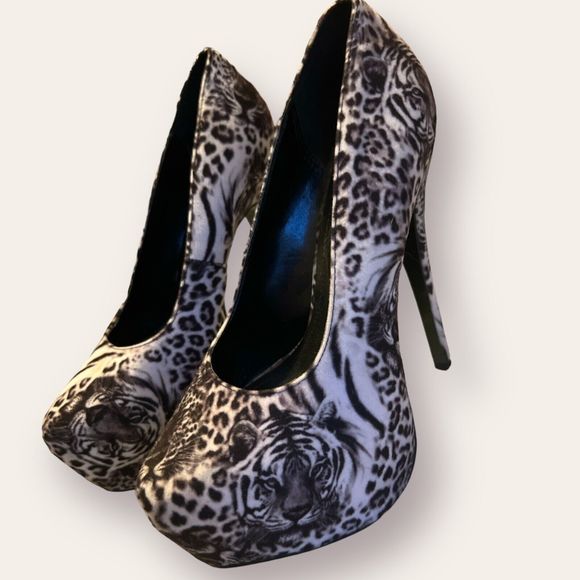 ALBA SAFARI Women Size 10 Tigers Tall Heel Platform Shoes Stilettos Dancer Club - Picture 6 of 12